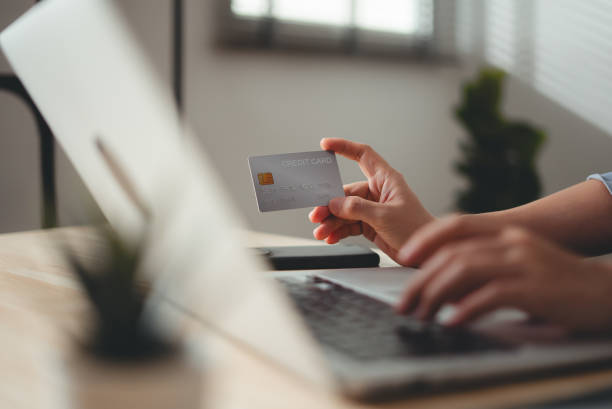 Credit card on modern desk background